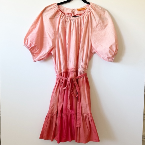 Oliphant Dresses & Skirts - Oliphant Ombre Red/Coral Crew Dress |  Puff Sleeves | M